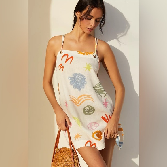 NWT! Daniella Manini x Celandine Linen Blend Halter Mini Dress  💎🕸️ - Picture 1 of 7